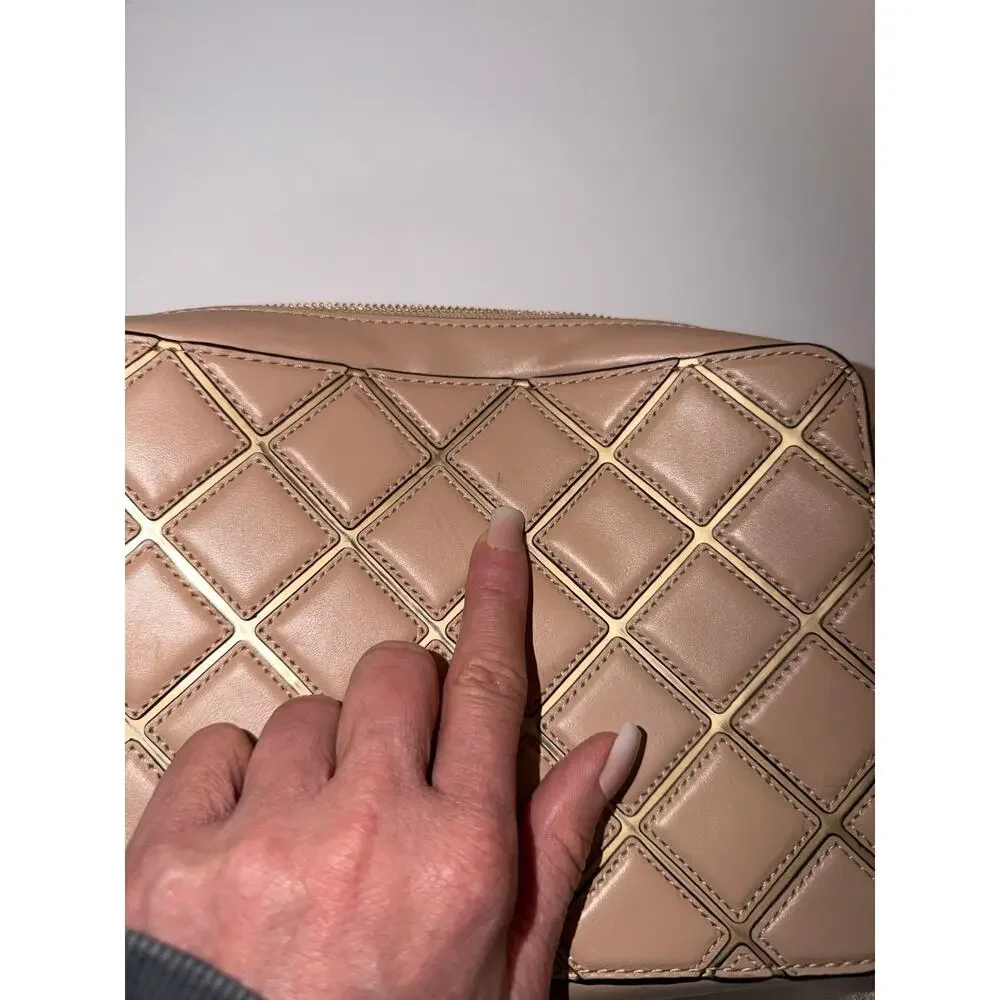 Michael Kors Jet Set Travel Oyster Leather Large EW Nude Crossbody Bag NWT $198